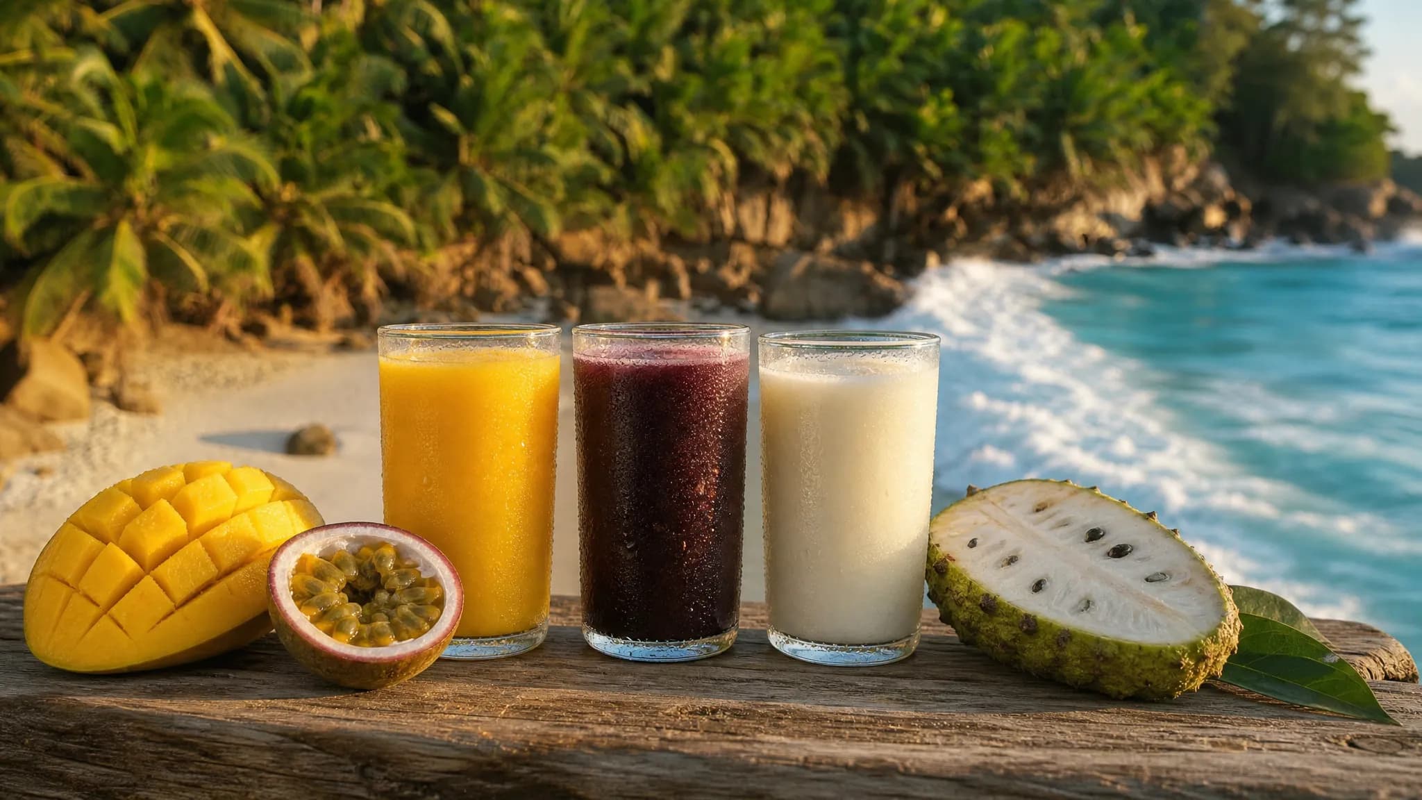 Fresh cold-pressed juices over the bay